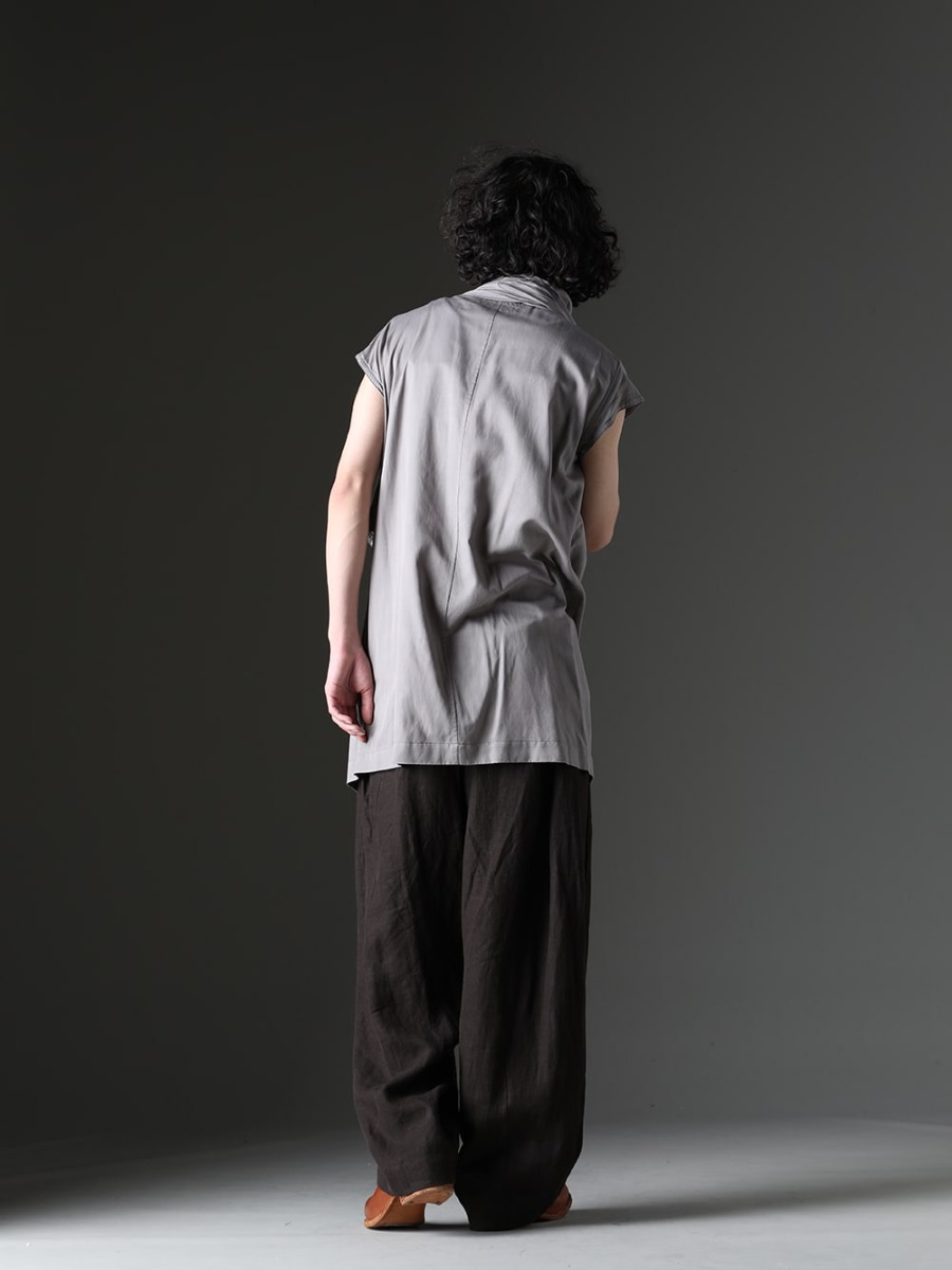 Julius / D.HYGEN / ZIGGY CHEN / Guidi - Introducing the Drape Neck Pullover Shirt with 3 Types of Pants - 819SHM3-gray(Rayon/Cotton Cloth Drape Neck Pullover Gray) ST101-1123S-Brick(Cotton And Rayon Ribbed Tank Top Brick) 0M2310501(Selvedge Pleated Wide Leg Trousers) PL0FZ-CV58T(Orthopaedic Decollete Shoes Double Sole Horse Full Grain) - 1-006