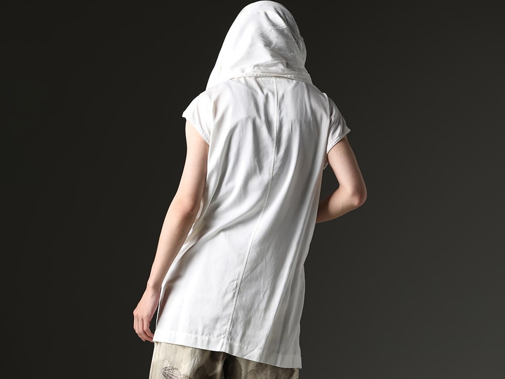 Julius - Utilizing the Hoodie Design for Further Variation - 819SHM3-offwhite(Rayon/Cotton Cloth Drape Neck Pullover Off White) - 3-007