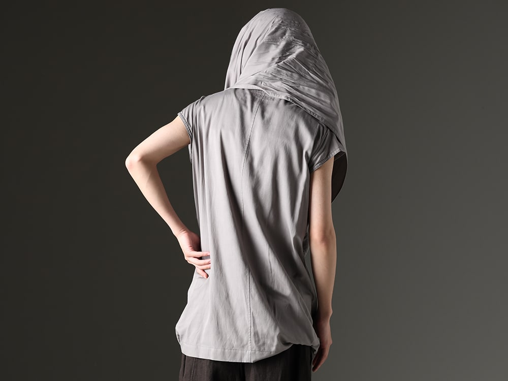 Julius - Utilizing the Hoodie Design for Further Variation - 819SHM3-gray(Rayon/Cotton Cloth Drape Neck Pullover Gray) - 3-011