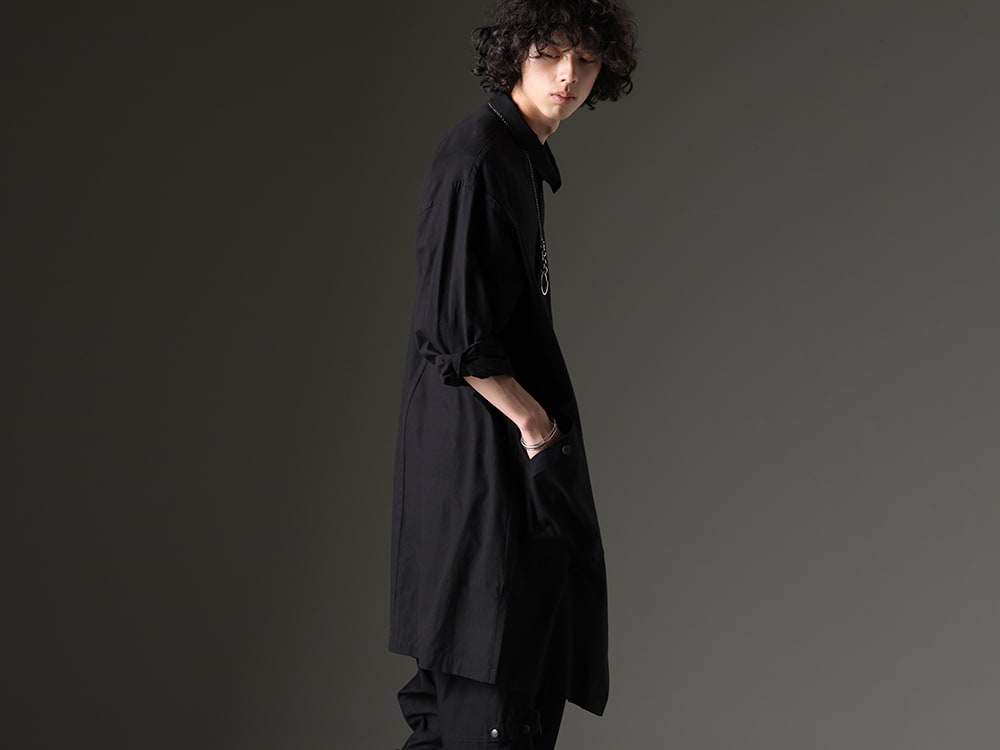 Yohji Yamamoto / WERKSTATT:MÜNCHEN - Shirt coat with a warm and oversized fabric - HZ-B74-047-Black(Shirt Coat Front Margin Black) M3940(Necklace Mix + Keyring) M2211(Bracelet Crossed) M2399-ROPE(BANGLE SIDE HOOK ROPE) - 2-002