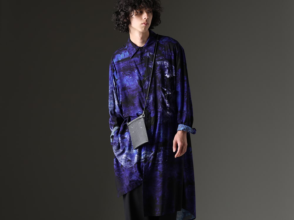 Ground Y / Maison Margiela - This season's signature floral graphic - GI-B17-216-Blue(Fireworks Rayon Jumbo Shirt Blue) SA1VZ0002(Hanging Phone Pouch) - 2-001