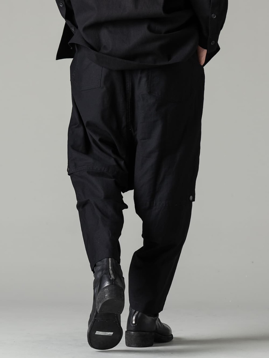 Yohji Yamamoto-ヨウジヤマモト 23-24AW(秋冬) ジップデザインがアクセントになるサルエルパンツ - HJ-P13-003-ジップサルエルパンツ - 788Z_H-バックジップブーツ ダブルソール - ホース フルグレイン レザー 3-003