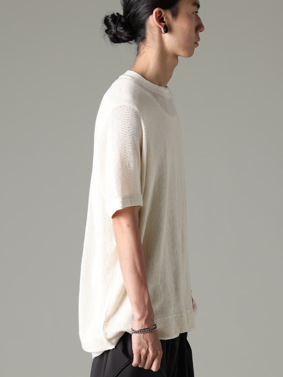 O project 23SS Wide variety of styling with O project's Mesh T-shirt  - O15TS1-mesh-KINARI SS TEE Cotton Mesh Tee Kinari O15TT1-KINARI Sleeveless Tee Cotton Hemp Jersey Kinari 2-002