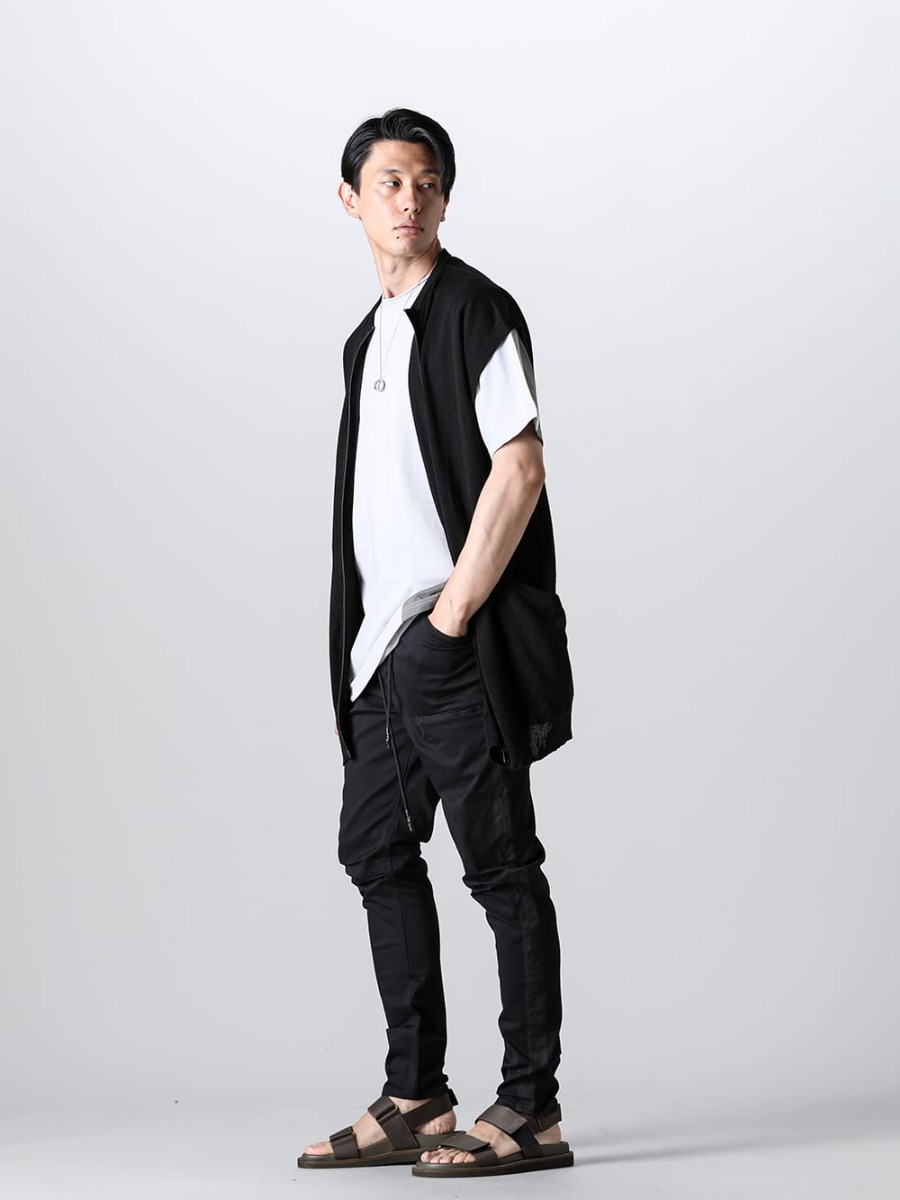 RIPVANWINKLE 2023SS Styling Best Style with a Mix of RIPVANWINKLE and Maison Margiela - RW-419 - Knit Jersey Vest - RW-547-L.Gray×Shark - Dolman-T L.Gray×Shark - RW-508 - Line Slim Easy Dust Black 1-002