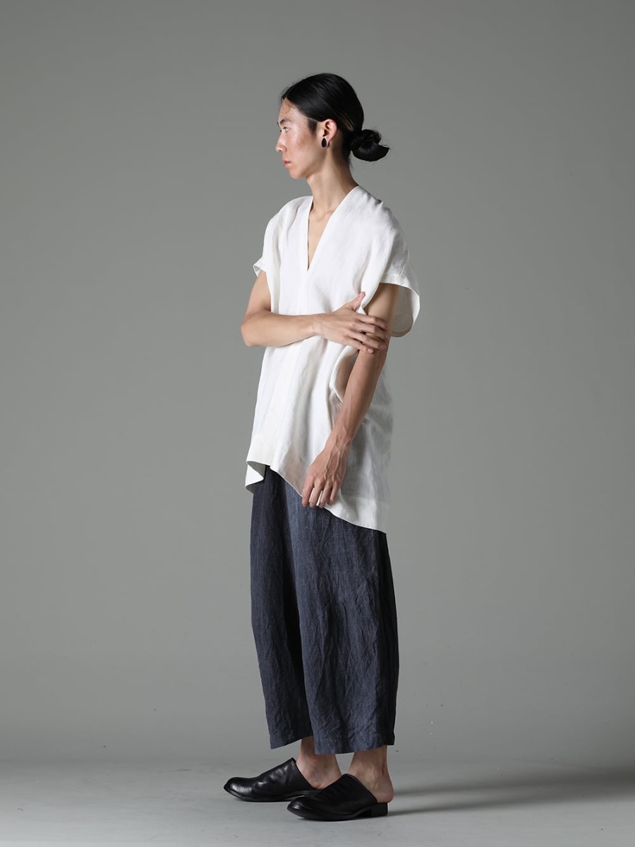 JAN-JAN VAN ESSCHE 23SS A simple yet impressive style, that shines during the changing seasons - TUNIC#30 TUNIC #30 WIND KASURI LINEN COTTON CLOTH - HP099-006N Fisherman Pants - M30S01 Sabot 1-003