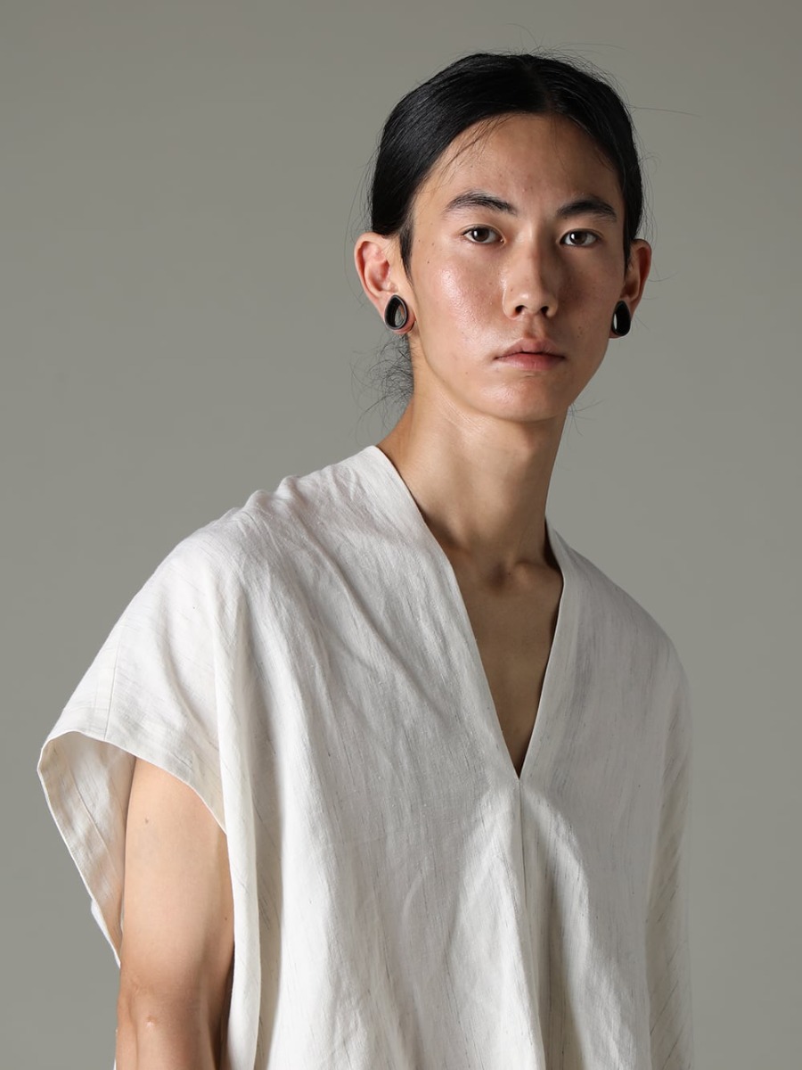 JAN-JAN VAN ESSCHE(ヤン ヤン ヴァン エシュ) 23SS(春夏) 素材感と独特なデザインが融合されたTUNIC SHIRT  - TUNIC#30 チュニック #30 ウインド カスリリネンコットンクロス 2-002