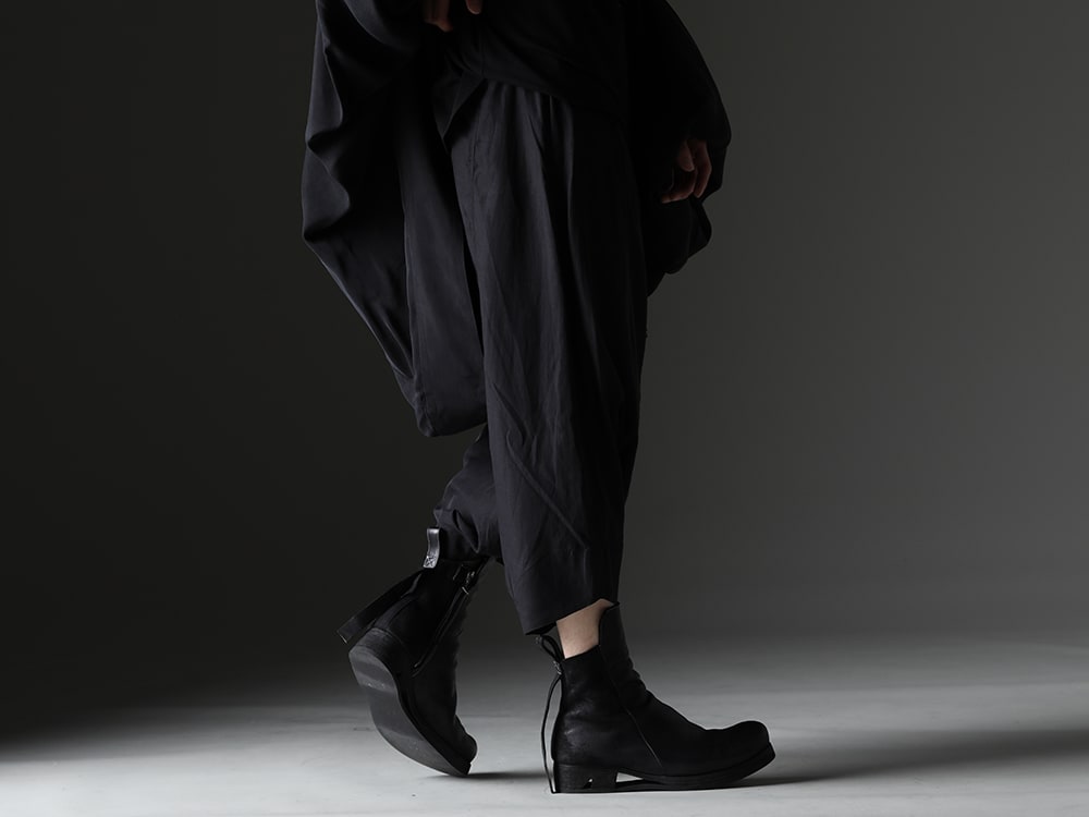 Julius / Boris Bidjan Saberi - Stress-free crotch pants with drawcord design - 817PAM15(Cupro/Cotton Twill Over Crotch Pants) BOOTS1-F2519M(Boots 1 F2519M) - 3-002