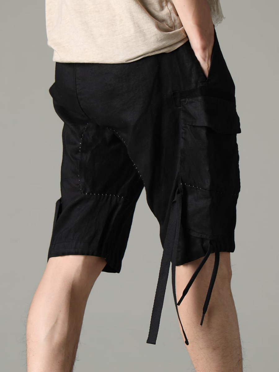 UMA WANG 23SS Various details that reflect the brand's worldview  - M3058 Drawstring Hem Bermudas 2-007