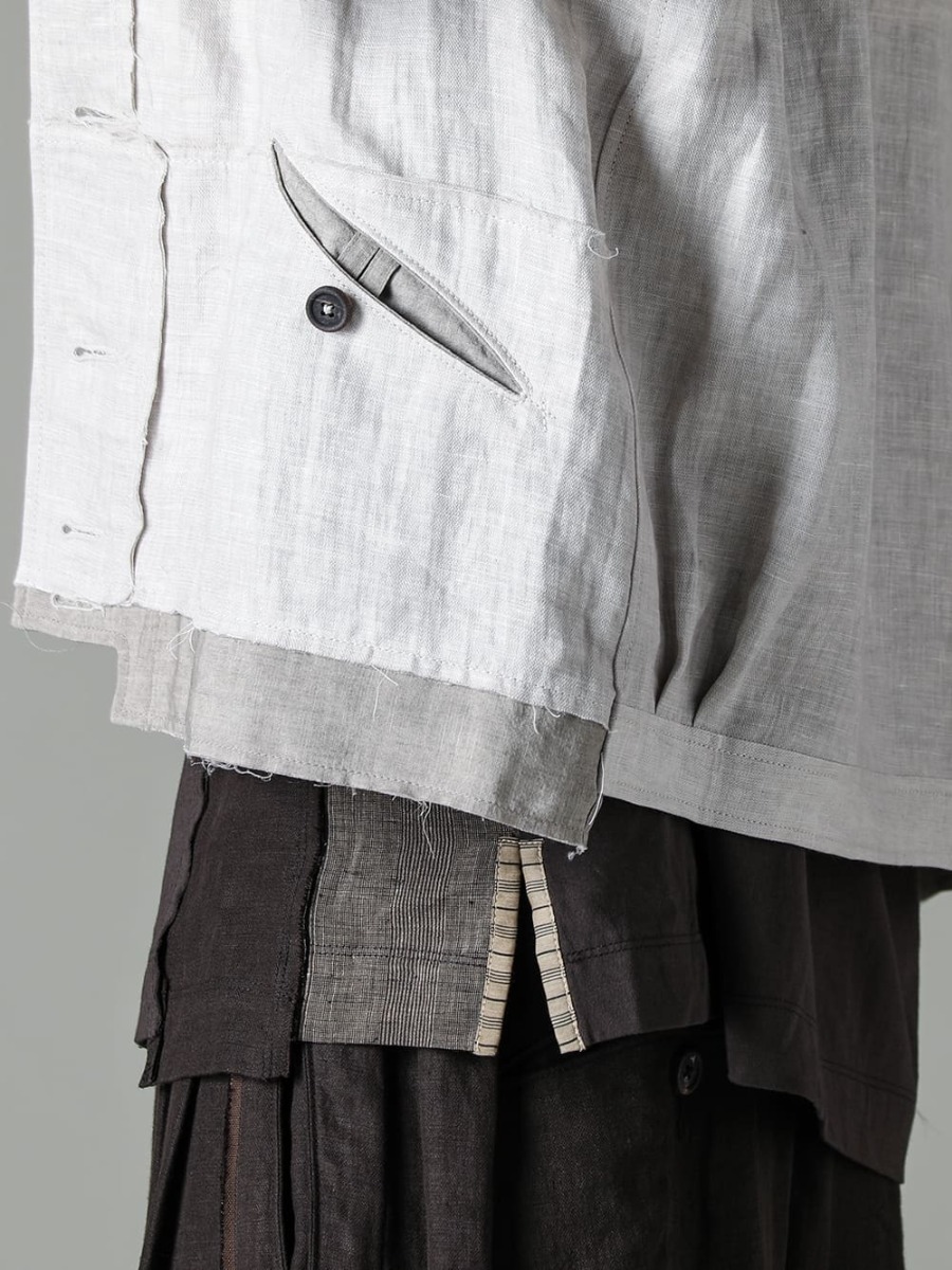  ZIGGY CHEN-Ziggy Chen 23SS(Spring-Summer) Linen Broken Twill Jacket that can be rolled up and worn until early summer - 0M2310919-Classic Utility Jacket - 0M2310212-Asymmetrical Patchwork T-shirt - RG0098AL- BRONZE-RG0098AL / Brozen (frame) x Clear (lenses) - M3940-Necklace Mix + Key Ring 2-005