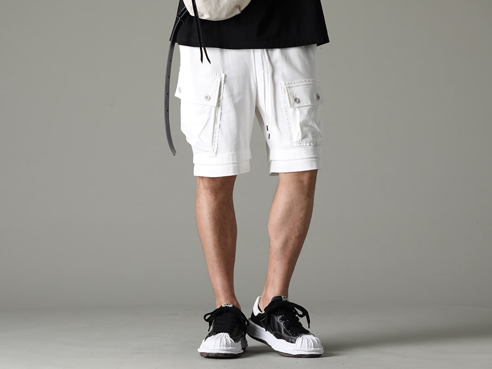 The Viridi-anne / Maison MIHARAYASUHIRO - Shorts that can be worn casually, even though it may not seem so at first glance - VI-3607-04-Off-White(Jersey Short Pants Off White) A06FW702-black-classic(BLAKEY Original sole leather Low-cut sneakers Black) - 3-001