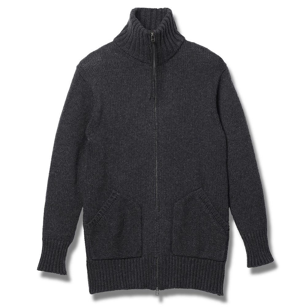 RIPVANWINKLE 23-24AW RB-540 Driver's Knit with Leather Drawstring on the Zipper Pull  - RB-540 Drivers Knit 2-001