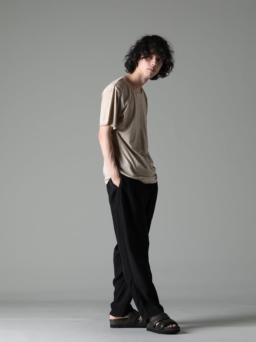 UMA WANG 23SS Enjoy the color of a item with a simple design. - UM1552-Tan JOSEPH TOP Tan - UM3507-Black Pajama Pants - BRK03 Rubber Sole Sandal - Calf Full Grain - BRK03 - BRK03 1-003