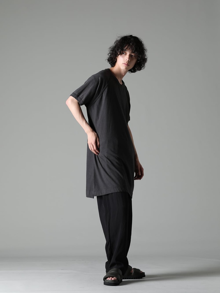 O PROJECT 23SS A long-length shirt that can be worn in a wide variety of ways.  - O15TS3-BLACK LONG TEE Cotton Hemp Jersey BLACK - UM3507-Black Pajama Pants - BRK03 Rubber Sole Sandal - Calf Full Grain - BRK03 - BRK03 2-003