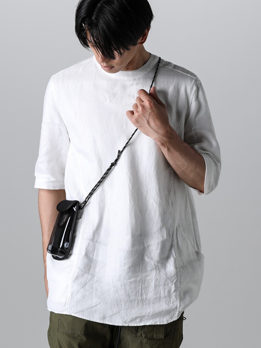 RIPVANWINKLE 2023SS The new Solid Shirt T uses 40/1 linen twill. For a short pants style, match it with pouch for a functional styling - RW-529-Euro White - Solid Shirts T Euro White - RW-550 - Mobile Pouch - 3-001