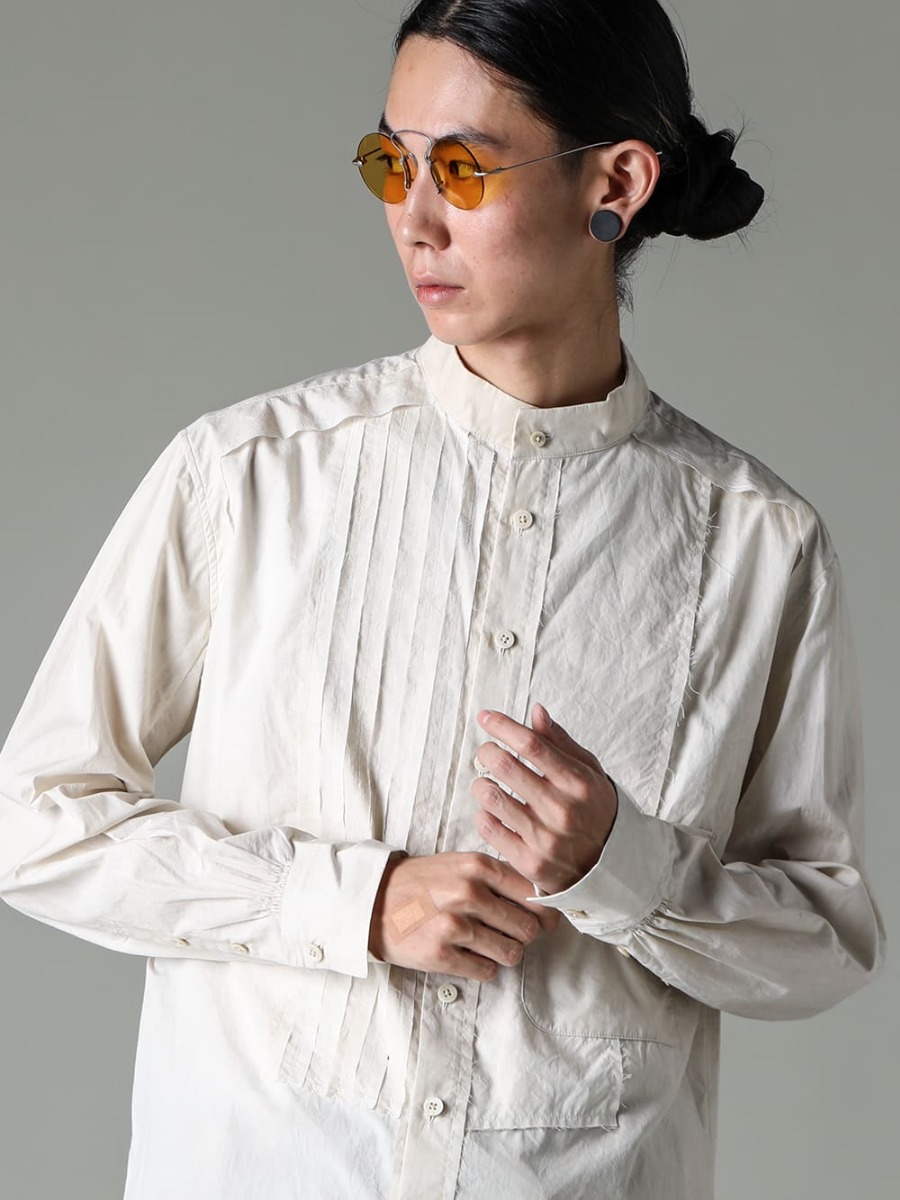 ZIGGY CHEN 23SS (Spring/Summer) Unity of styling made with eyewear lens color - 0M2310709-Mandarin color hybrid dress shirt - RG00UW9-Silver-Mustard-Yellow-RG00UW9 / Vintage silver x mustard yellow 2-002