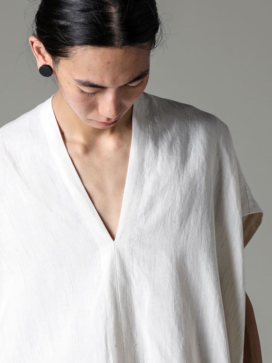 JAN-JAN VAN ESSCHE - ヤン ヤン ヴァン エシュ 23SS JAN-JAN VAN ESSCHEを代表する夏のコンフォータブルトップス  - TUNIC#30-TUNIC #30 WIND KASURI LINEN COTTON CLOTH 2-002