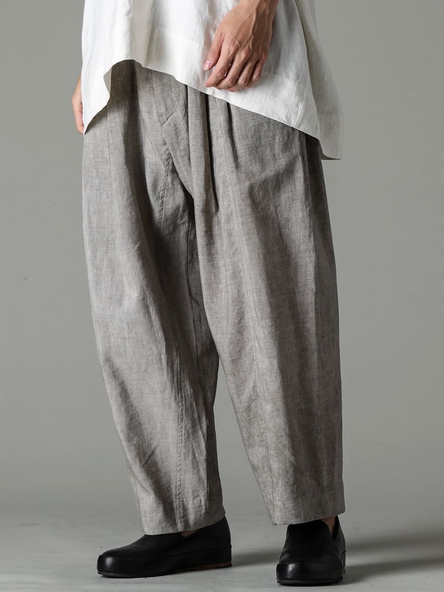 ZIGGY CHEN 23SS 2-tuck pants in airy Panama fabric 0M2310528-Pleated Tapered Trousers 3-001