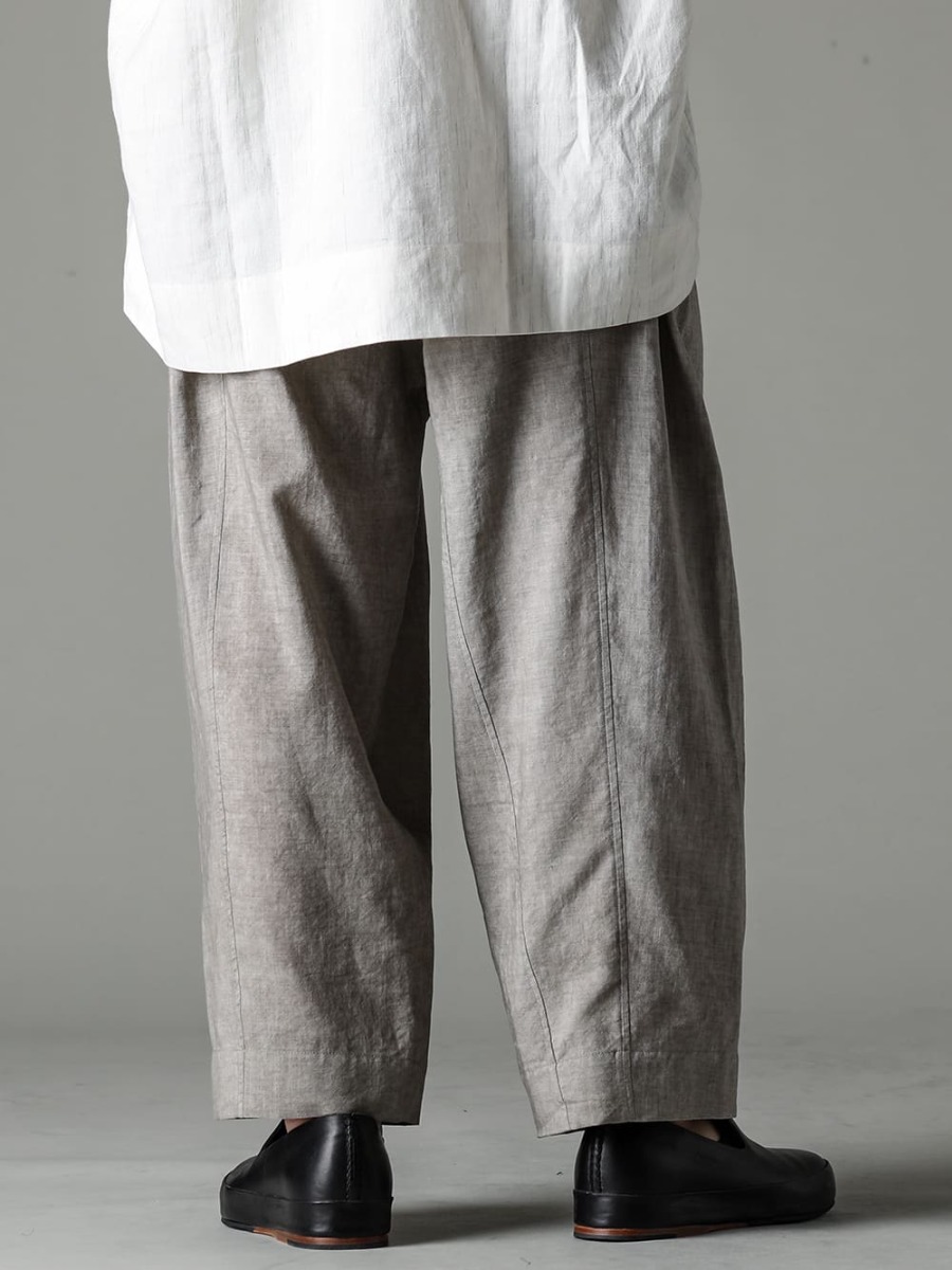 ZIGGY CHEN 23SS 2-tuck pants in airy Panama fabric - 0M2310528-Pleated Tapered Trousers 3-003