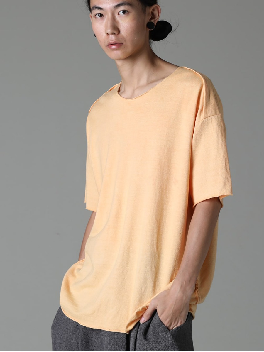 individual sentiments 23SS The simple design is cleverly added a distinctive touch with fine details. - CT56S-MJ28-Mustard-Orange Linen Cotton Washed Jersey Dress Pattern S/ST Shirt Mustard Orange 1-002