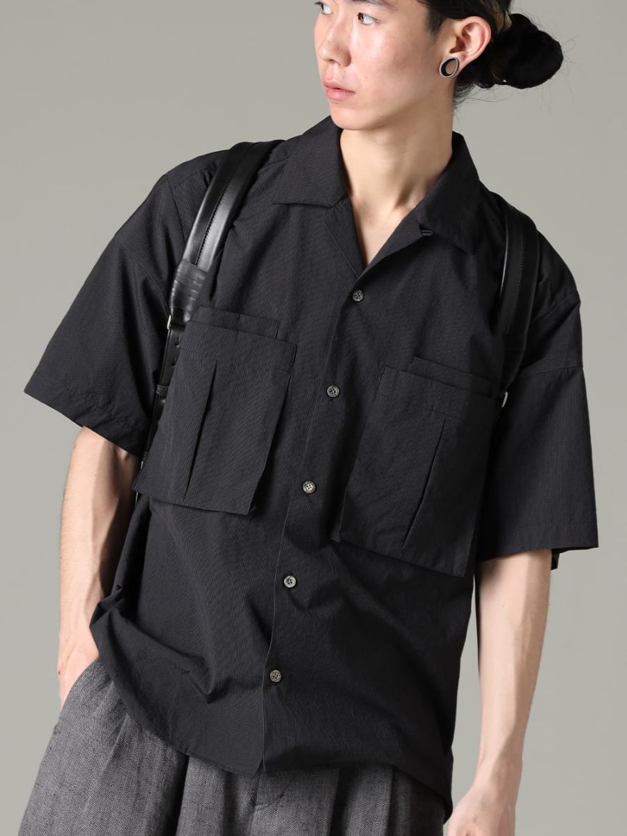 individual sentiments 23SS Design Loved for its Historical Significance  - SH57S-LC18 Pinstripe Cotton Bowling Shirts - co21fwtrp010-Black Tower Ruck Pro Black 2-001