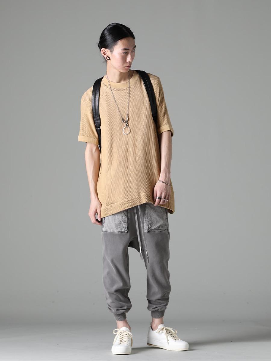 O PROJECT 23SS - Comfortable daily casual outfit for summer - Casual coordination with mesh T-shirt - O15TS1-mesh-YELLOW-BEIGE SS TEE Cotton Mesh YELLOW BEIGE - co21fwtrp010-Black Tower Ruck Pro Black - M3940 Necklace Mix + Keyring - M2211 Bracelet Crossed - M1724 RING CURL - M1976 RING WOUND LINES - P18.1-F0409C P18.1 F0409C - FEIT-Hand-Sewn-Low FEIT FEIT Hand Sewn Low 1-001