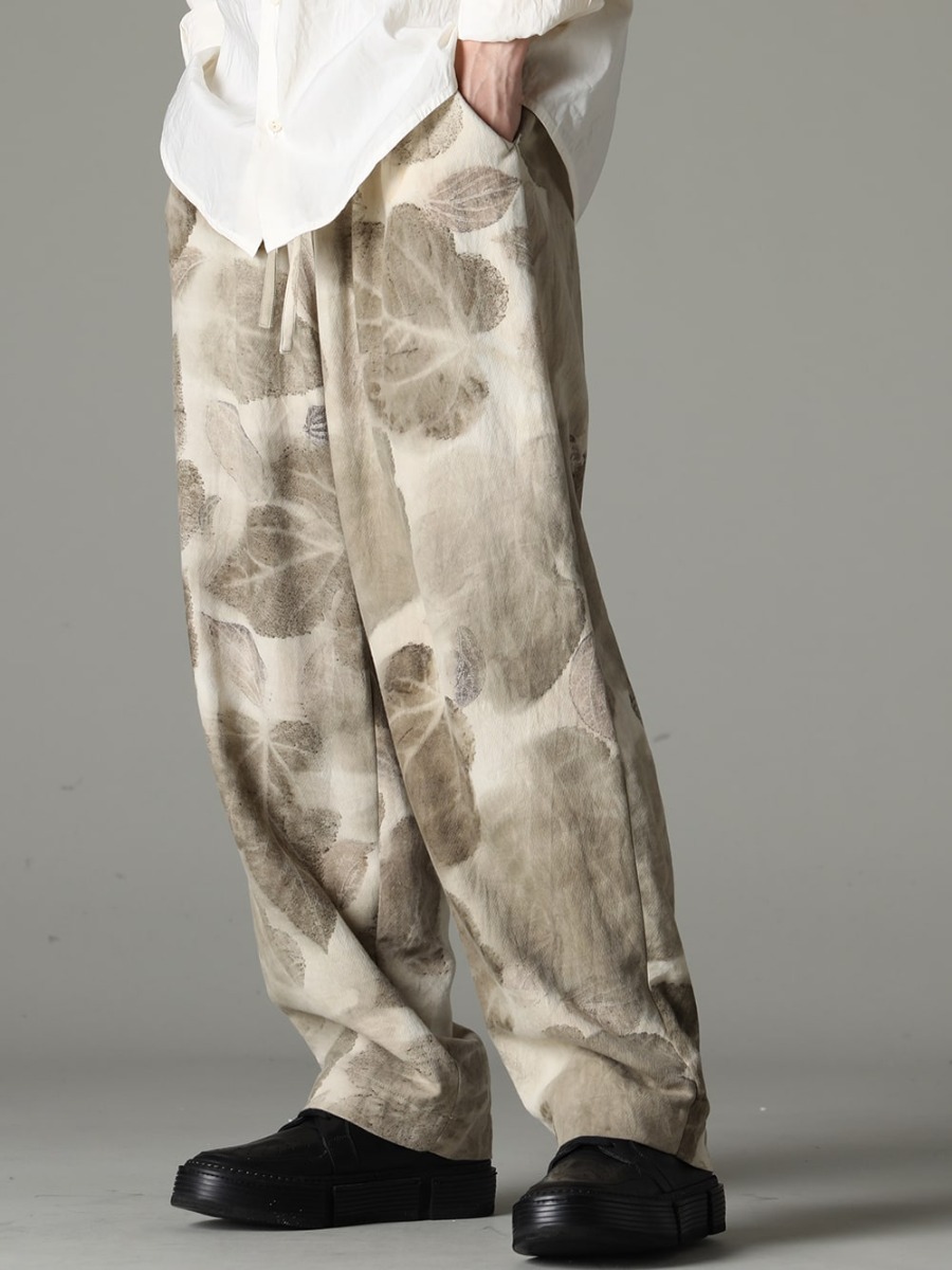 NOUSAN 23SS Beautiful Wide Pants with Natural Materials and Botanical Dyeing - villa-A-23SS-Leaf Print villa：Wide Easy Pants (Leaf Print) - FEIT-Hand-Sewn-Low FEIT FEIT Hand Sewn Low 3-002