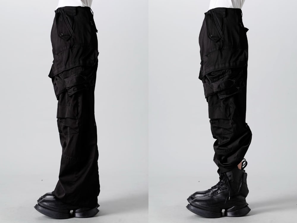 JULIUS - 837PAM12-Black(Military Cargo Wide Pants Balck) - 1-006