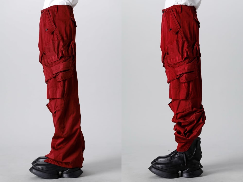 JULIUS - 837PAM12-Red(Military Cargo Wide Pants Red) - 1-016