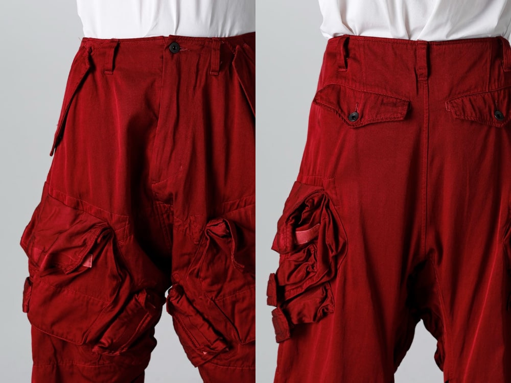 JULIUS - 837PAM12-Red(Military Cargo Wide Pants Red) - 1-018