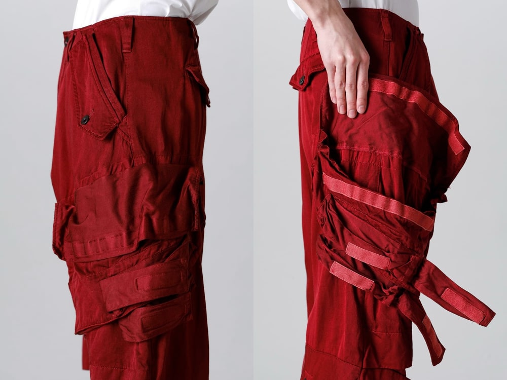 JULIUS - 837PAM12-Red(Military Cargo Wide Pants Red) - 1-019