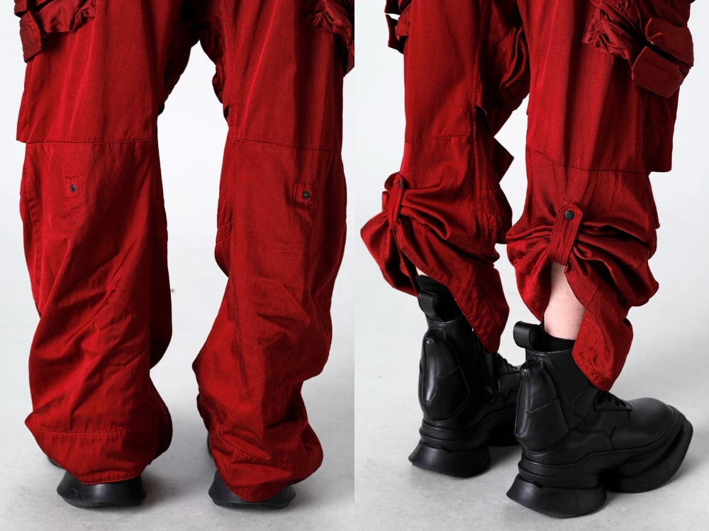 JULIUS - 837PAM12-Red(Military Cargo Wide Pants Red) - 1-020