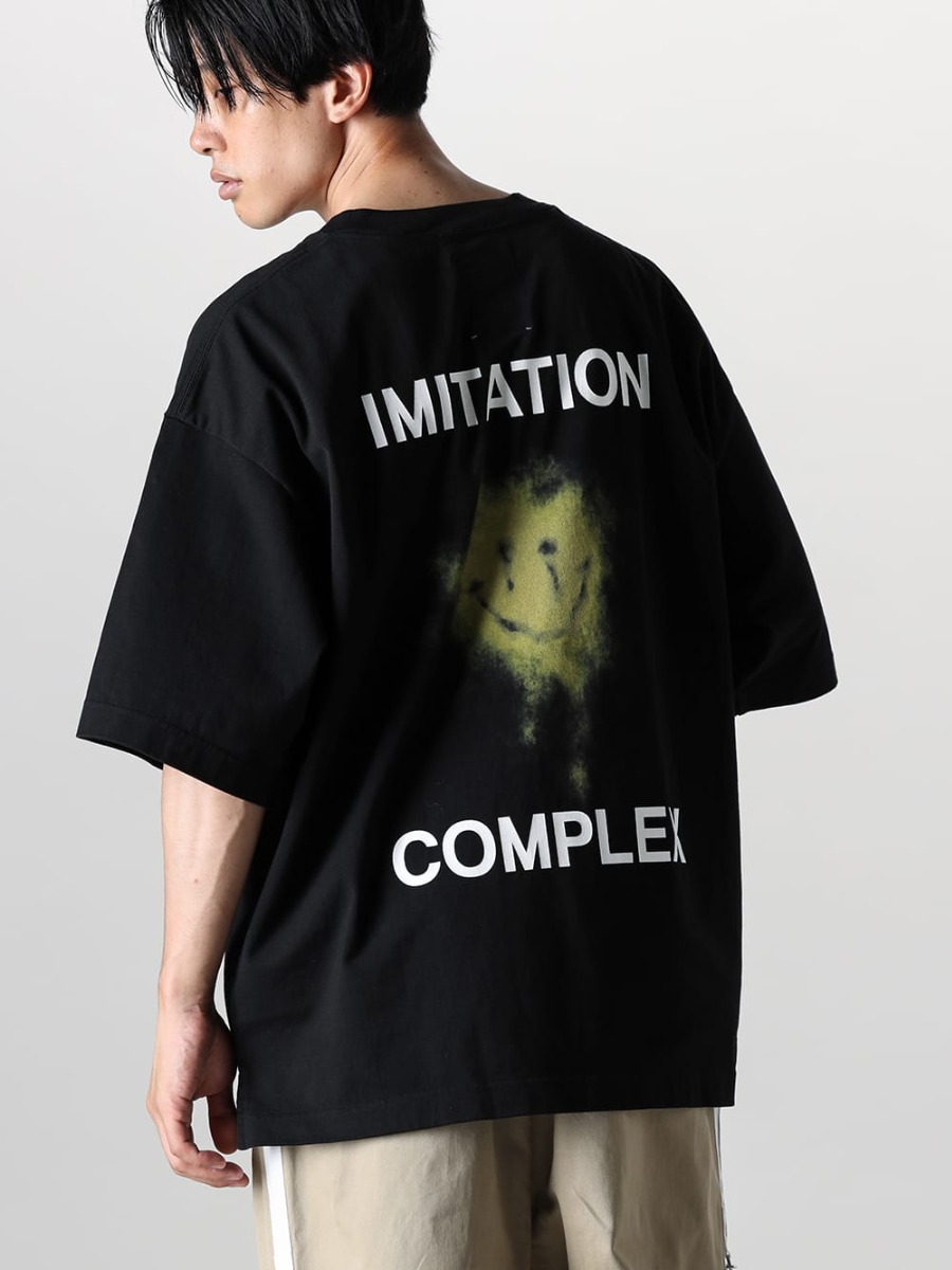 Maison MIHARAYASUHIRO 23-24AW Unique Oversized Shirt with MIHARAYASUHIRO's Signature Print!  - A11TS691-Black - Smily Face Printed Tee Black 2-008