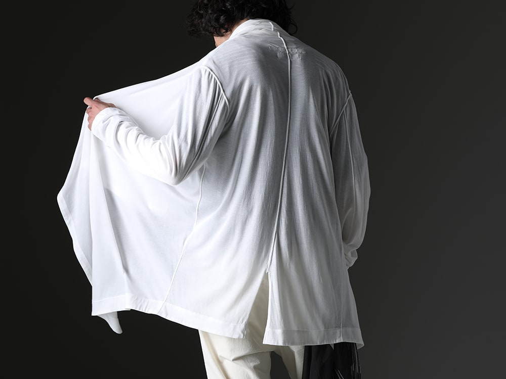 JULIUS - Beautiful draping and the best material for spring and summer - 819CUM3-offwhite(Cotton/Cupro Jersey Drape Cardigan Off White) - 2-002