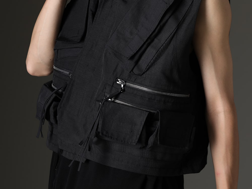 JULIUS - Tactical vest with military detail - 827VEM2(Nylon/Cotton Grosgrain Cargo Vest) - 2-006