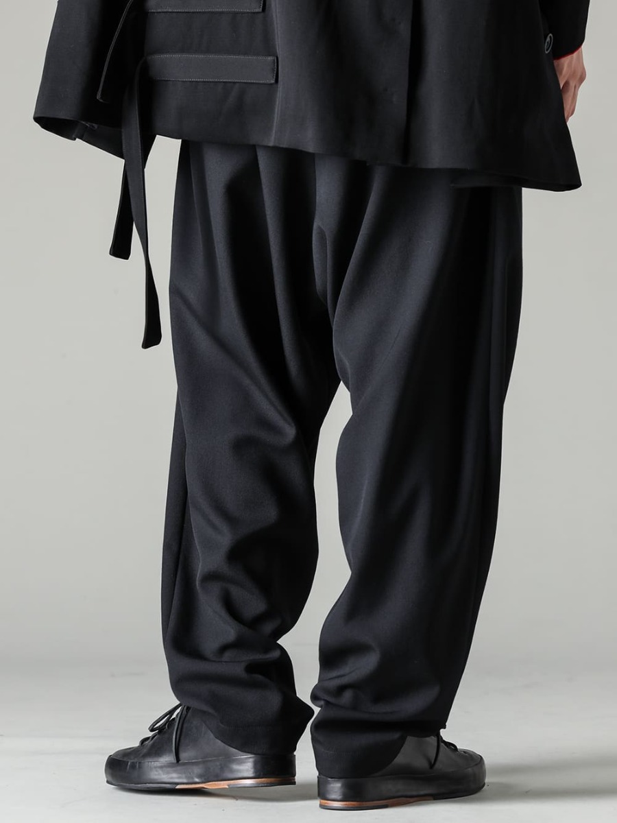 Yohji Yamamoto-Yohji Yamamoto 23-24AW A clean lower body that keeps the jacket alive! - MJ-P16-134-Panel Suspender Pants - Handsewn-Classic-Lo-Handsewn Classic Lo 3-003