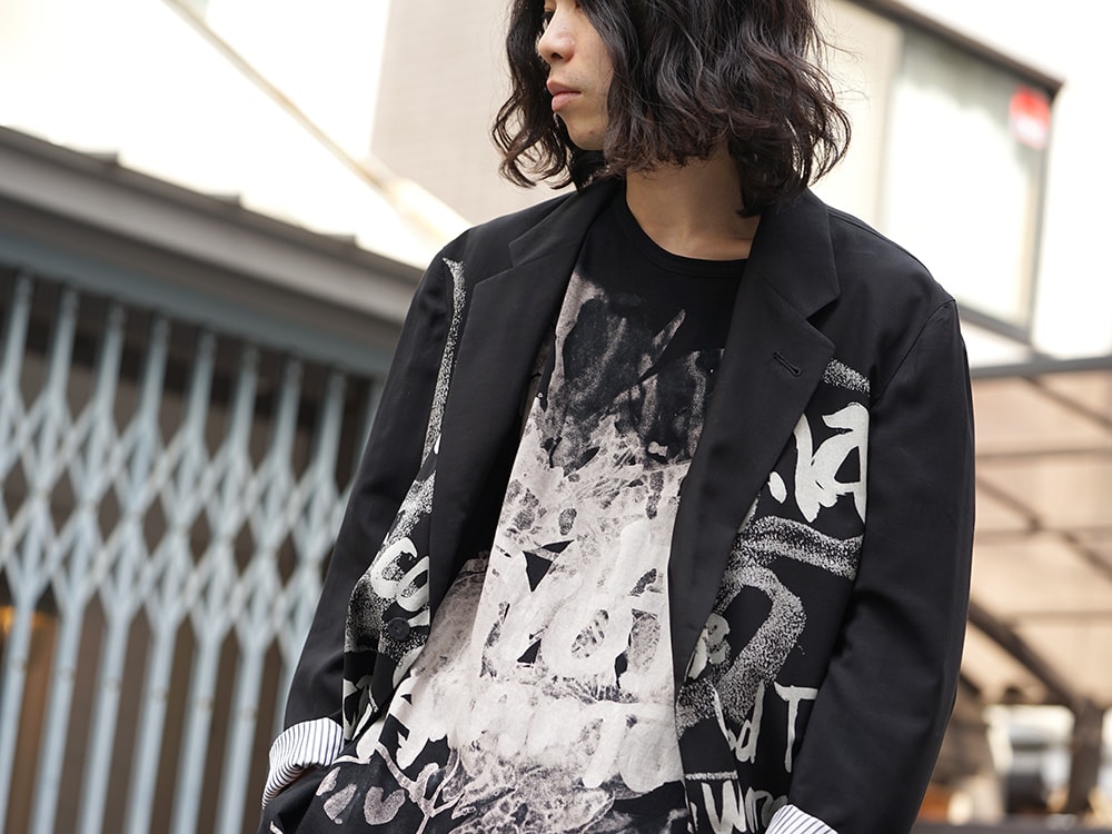 Yohji Yamamoto Discharge Print Jacket and T shirt Style 02