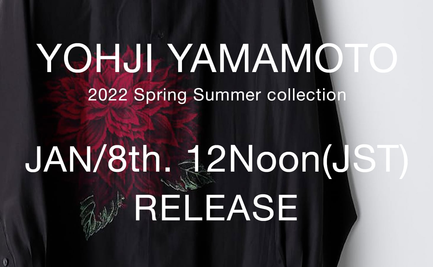 Yohji Yamamoto 22SS collection to go on sale from 12 noon on