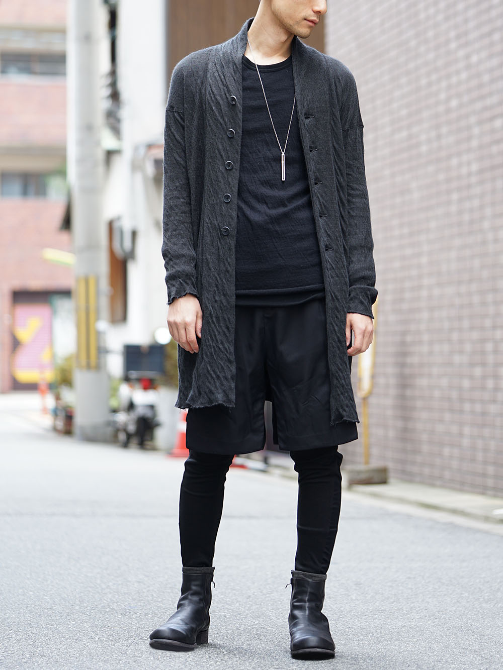 The Viridi-anne Knit Long Cardigan X DEVOA Layered Pants 01