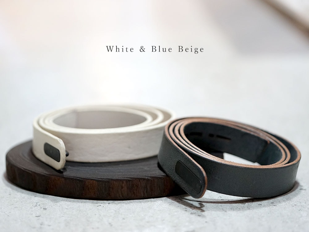 DEVOA Cow Leather Belts White Blue Beige DEVOA Cow Leather Belts White Blue Beige