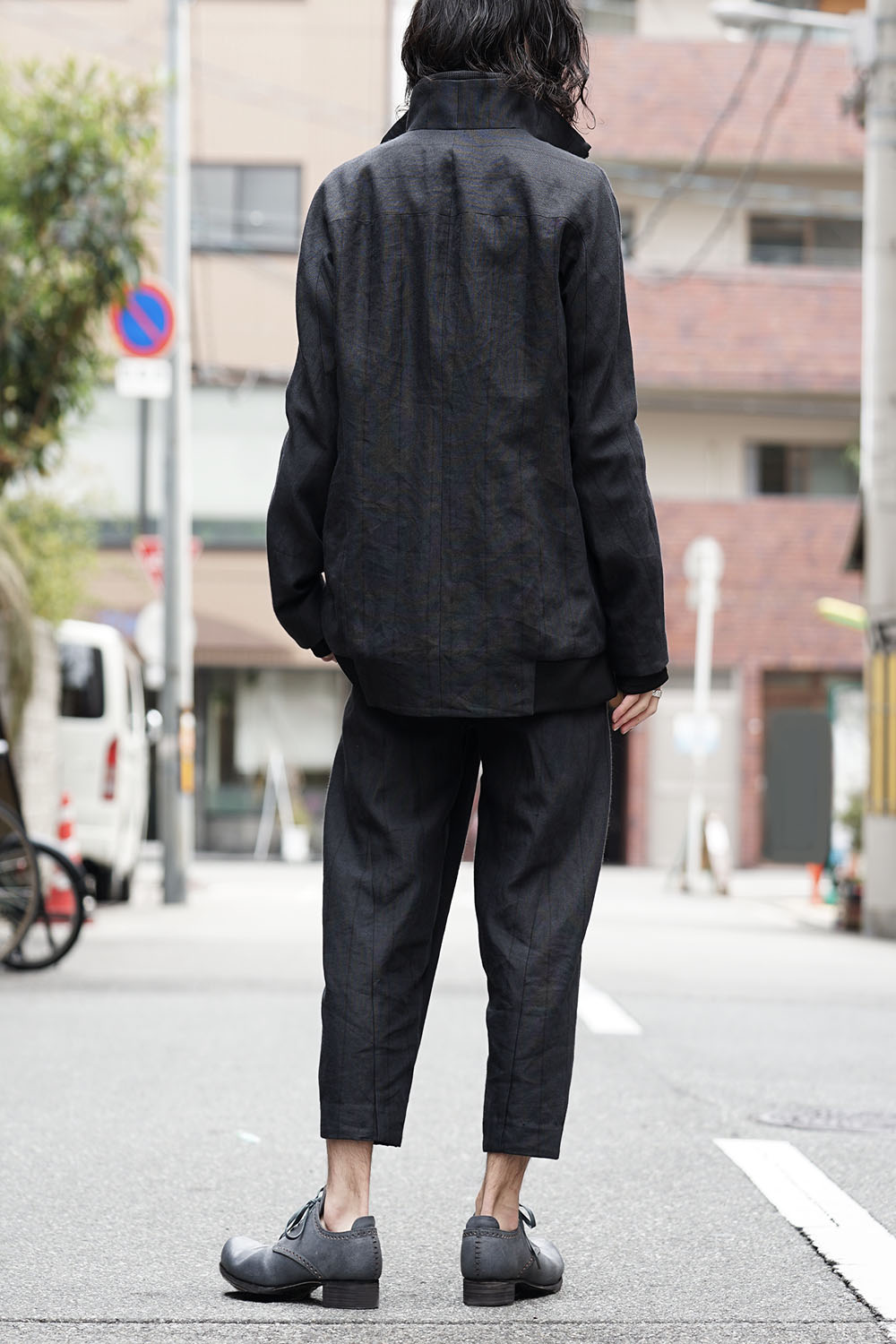 DEVOA Coat Stripe Bio-processing and Cropped Pants Stripe 04