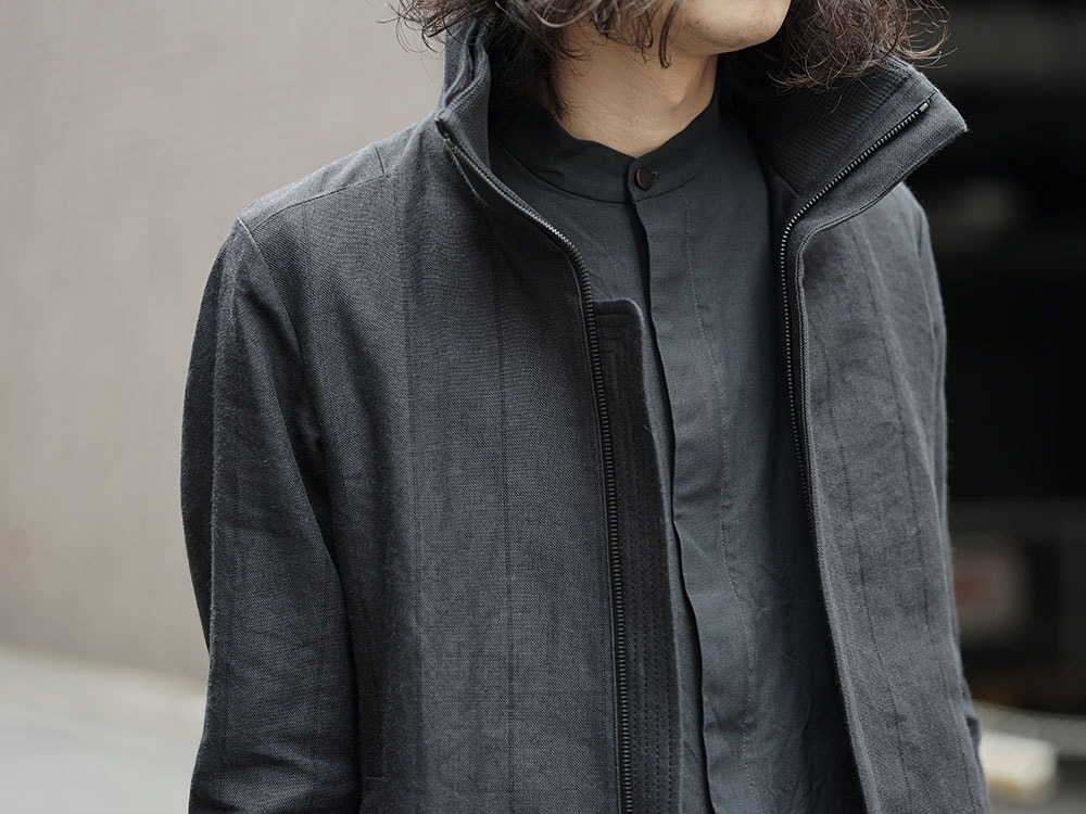 DEVOA Coat Stripe Bio-processing and Cropped Pants Stripe 05