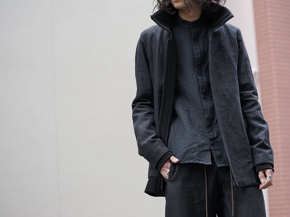 DEVOA Coat Stripe Bio-processing and Cropped Pants Stripe 07