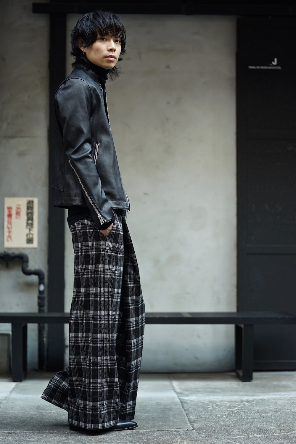 GalaabenD [ Bording Lamb Single Leather Jacket ]styling